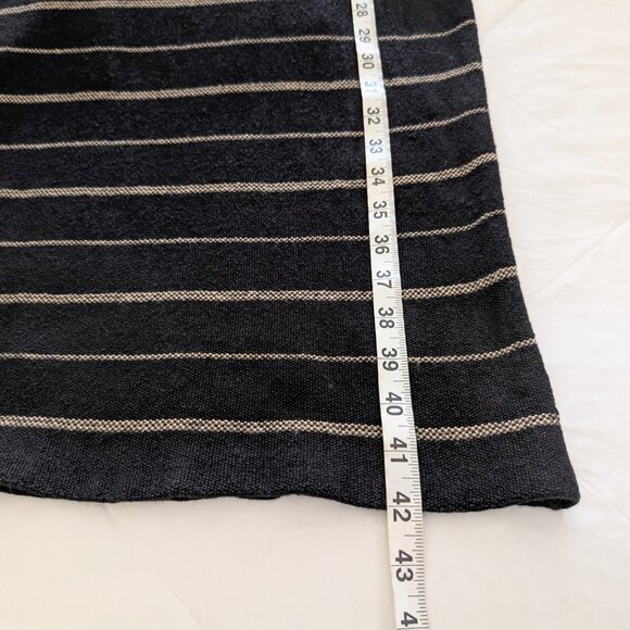 LAUREN RALPH LAUREN Dress M Black Tan Striped Linen Blend Classic Pullover - Picture 12 of 12